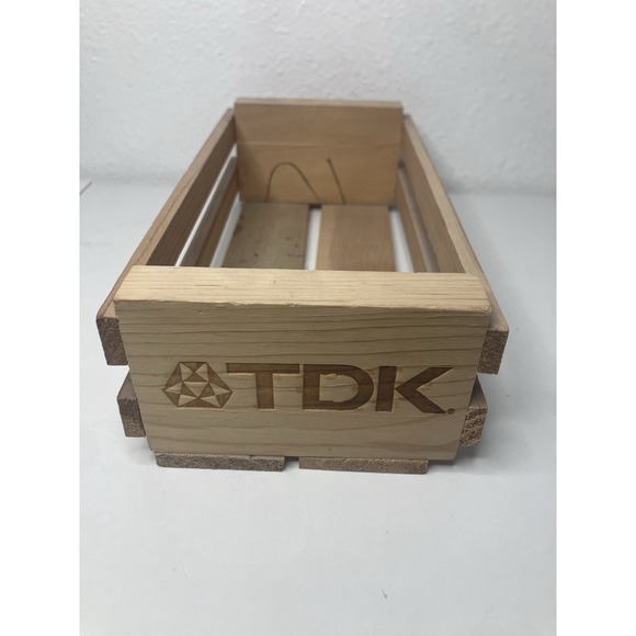 TDK Other - TDK THE WHEREHOUSE Cassette Tape Box Wooden Storage Case Crate Holds 12 Tapes